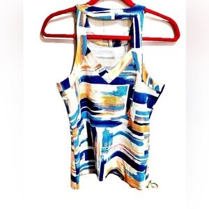 Anthropologie Top with Watercolor Geometric Pattern Medium